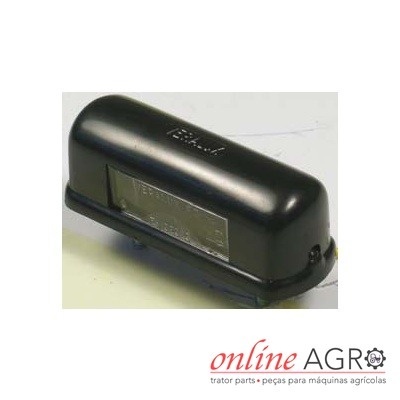 sensor ou componente eletrónico preto com placa metálica e logótipo online AGRO