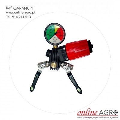 Manómetro agrícola com mostrador colorido e botões metálicos