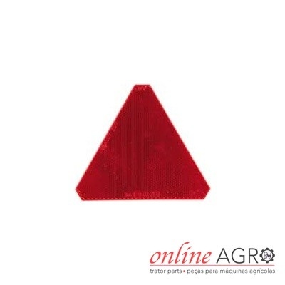 Refletor triangular vermelho com textura padrão sobre fundo branco