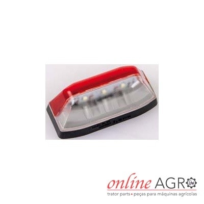 Luz retangular para máquinas agrícolas com LEDs e borda vermelha