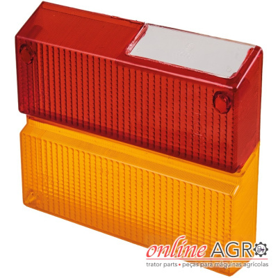 Lente de farol traseiro vermelho e amarelo em plástico para veículo agrícola