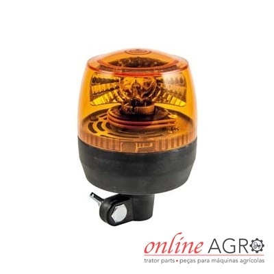 Luz de sinalização âmbar com base preta e suporte metálico