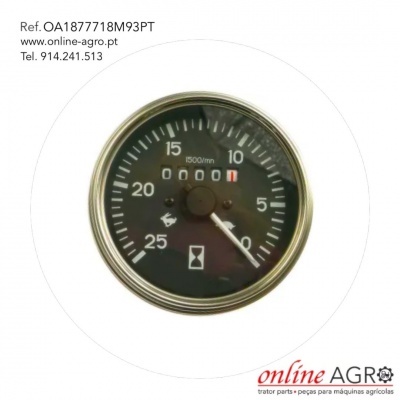 Mostrador de medidor analógico preto com escala branca e ponteiro branco