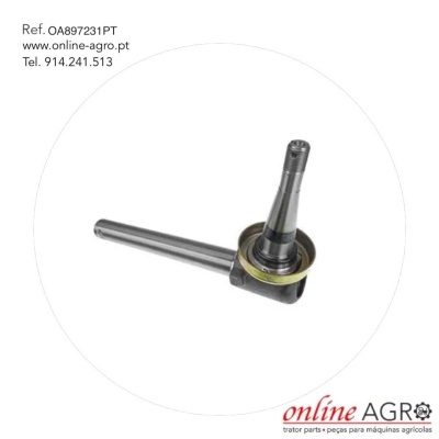 Peça metálica cilíndrica para máquinas agrícolas com texto de referência e contacto