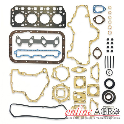 Conjunto de juntas e anéis de motor com fundo branco e logótipo online AGRO