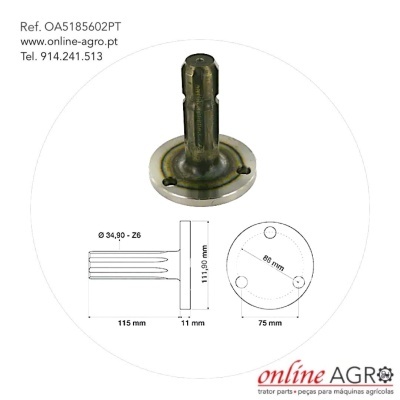 Peça mecânica metálica com diagramas técnicos e texto de contato