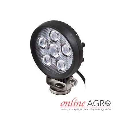 Luz de trabalho redonda preta com 7 LEDs e base metálica