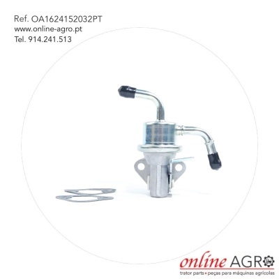 Peça metálica para máquinas agrícolas com juntas e texto de referência