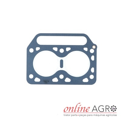 Junta de motor azul com recortes circulares e logo online AGRO