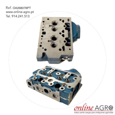 Peça metálica mecânica com várias perfurações e texto de referência e contacto