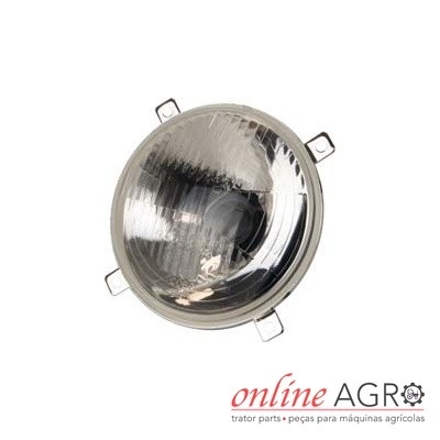 Refletor redondo de farol para máquinas agrícolas com vidro transparente e suportes de fixação metálicos