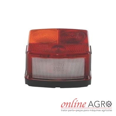 Luz traseira retangular para máquina agrícola com plásticos laranja, vermelho e branco