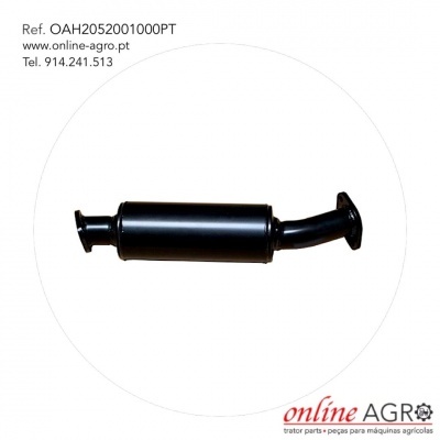 Eixo metálico preto com flange nas extremidades e texto de referência e contacto