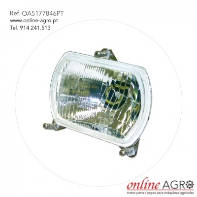 Farol retangular vidro transparente fundo branco com texto de referência e contacto