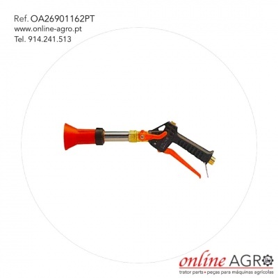 pistola de pulverização preta e laranja com bico vermelho