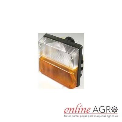 Lanterna branca e amarela para máquina agrícola com estrutura preta