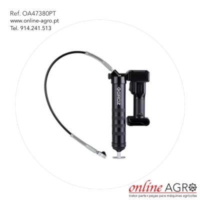 Peça preta para máquinas agrícolas com cabo flexível e texto de contato