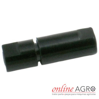 Conector preto cilíndrico de plástico com dois segmentos distintos