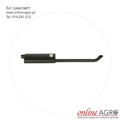 Peça metálica preta tipo tubo em fundo branco com texto e logo online AGRO