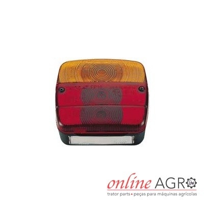 Luz traseira agrícola vermelha e amarela com logo online AGRO