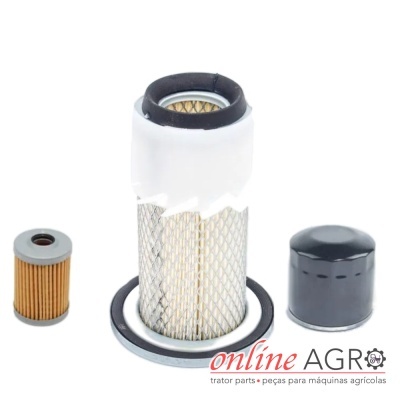 Conjunto de filtros para máquina agrícola com filtros de ar e óleo, anel metálico e logo online AGRO