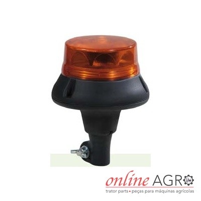 Luz de aviso rotativa com cúpula laranja e base preta para máquinas agrícolas