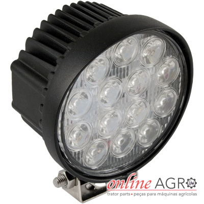 Luz LED redonda preta com 15 LEDs e suporte metálico