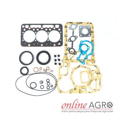 Conjunto de juntas para motores agrícolas sobre fundo branco com logótipo online AGRO