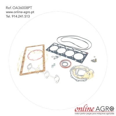 Conjunto de juntas e anilhas para máquinas agrícolas com referência, contacto e logótipo online AGRO