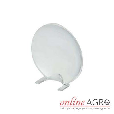 Disco metálico circular com suporte sobre fundo branco e logótipo online AGRO