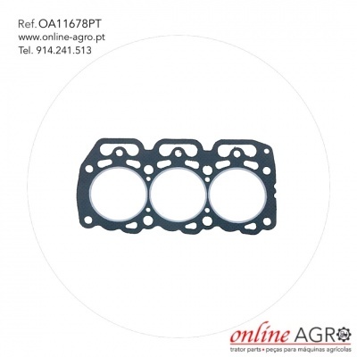 Junta para motor com três orifícios circulares em material escuro sobre fundo branco