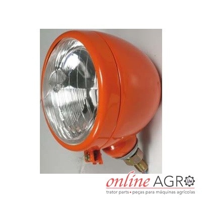 Farol redondo laranja com lente de vidro para máquinas agrícolas