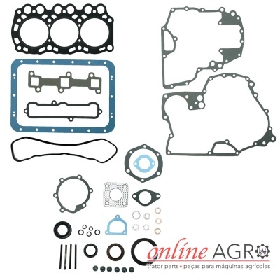 Conjunto de juntas de motor preta, cinzenta e azul claro para máquinas agrícolas