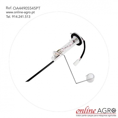 Sensor nível combustível máquina agrícola com cabo preto e boia branca