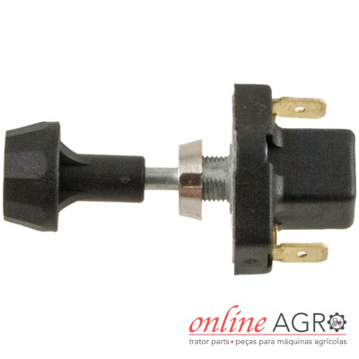 Interruptor basculante preto com botão e conectores metálicos