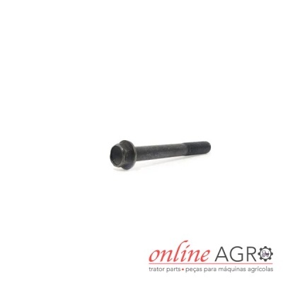 Parafuso metálico preto com cabeça sextavada e texto online AGRO