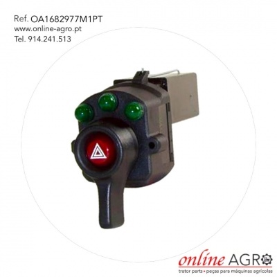 Comando de controlo para máquinas agrícolas com botões verdes e botão vermelho triangular