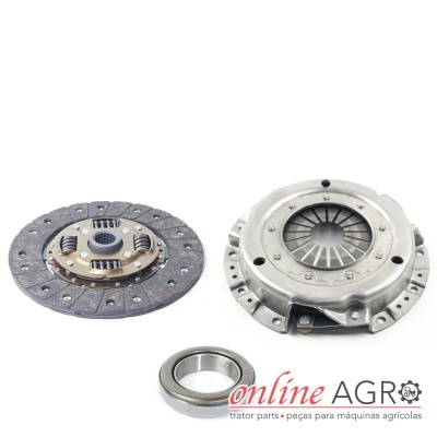 Conjunto de peças de embraiagem em metal e material composto com texto online AGRO no fundo branco