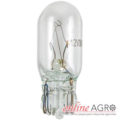 Lâmpada pequena de vidro transparente com inscrição 12V3W