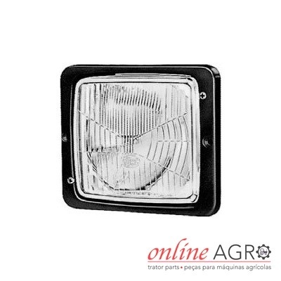 Farois quadrados com moldura preta e lente de vidro transparente