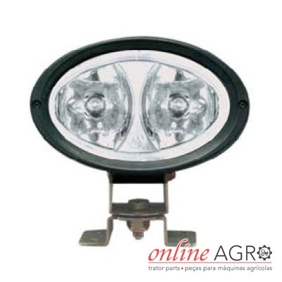 Faról oval com lente dupla transparente e base metálica