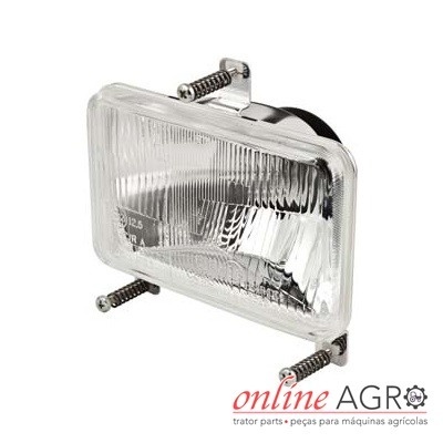 Farol retangular transparente com molas fixadoras