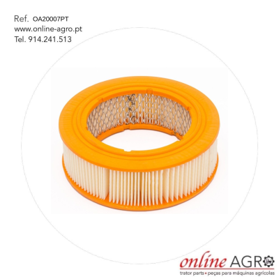 Filtro de ar redondo com estrutura laranja e material filtrante branco