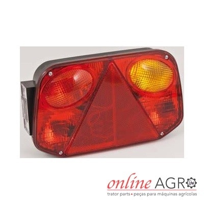 Luz traseira vermelha e amarela para veículo agrícola com triângulo refletor