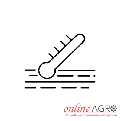 Ícone de termómetro preto sobre linhas com texto online AGRO