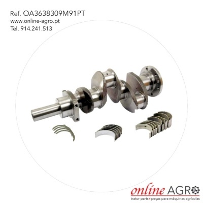 Virabrequim metálico com capas de bronzina e texto de referência de produto da online AGRO