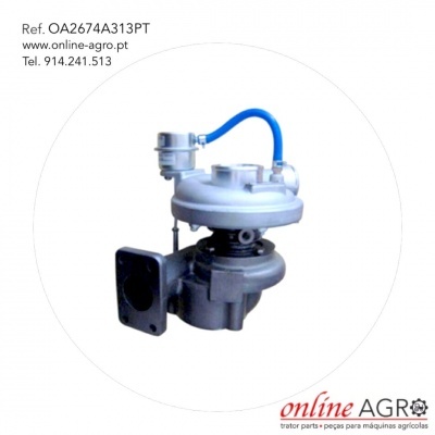 Turbocompressor metálico cinza e prata com tubo azul e placa preta