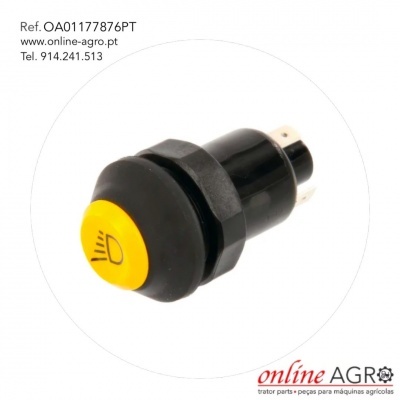 Botão de interruptor preto com símbolo amarelo de farol