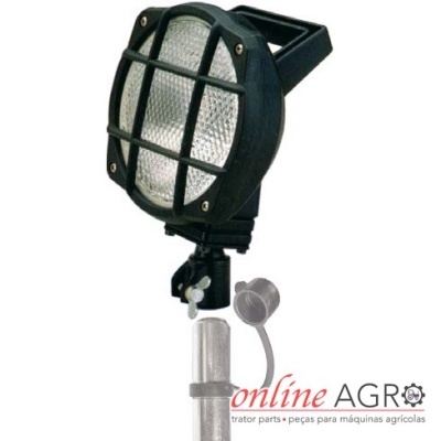 Luz de trabalho preta com grelha protetora e lente texturada