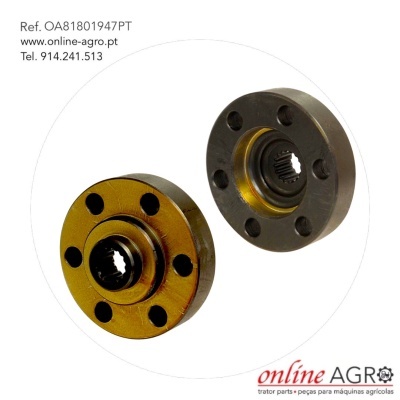 Peças metálicas circulares com furos e ranhuras internas para máquinas agrícolas